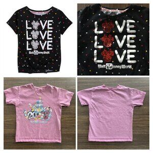 Disney Minnie Mouse Sequin T-Shirt (L) & Mickey Mouse Friends Tee (XS) Bundle